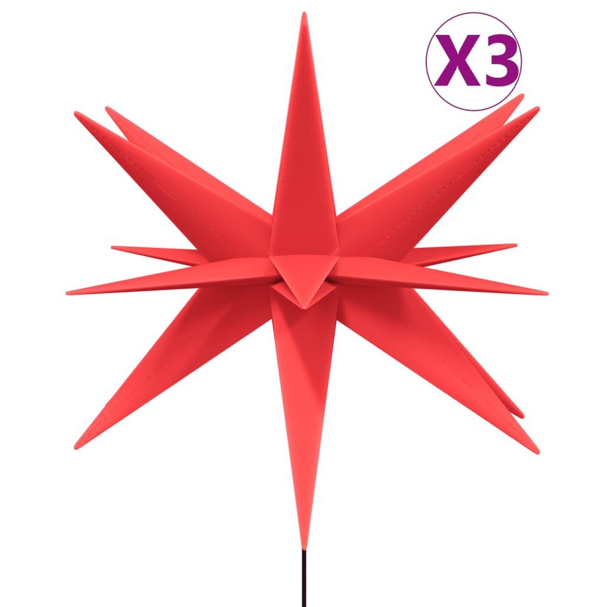 Voir la diapositive 2 : VIDAXL Lumieres de Noël avec piquets 3 pcs LED pliable rouge 57 cm