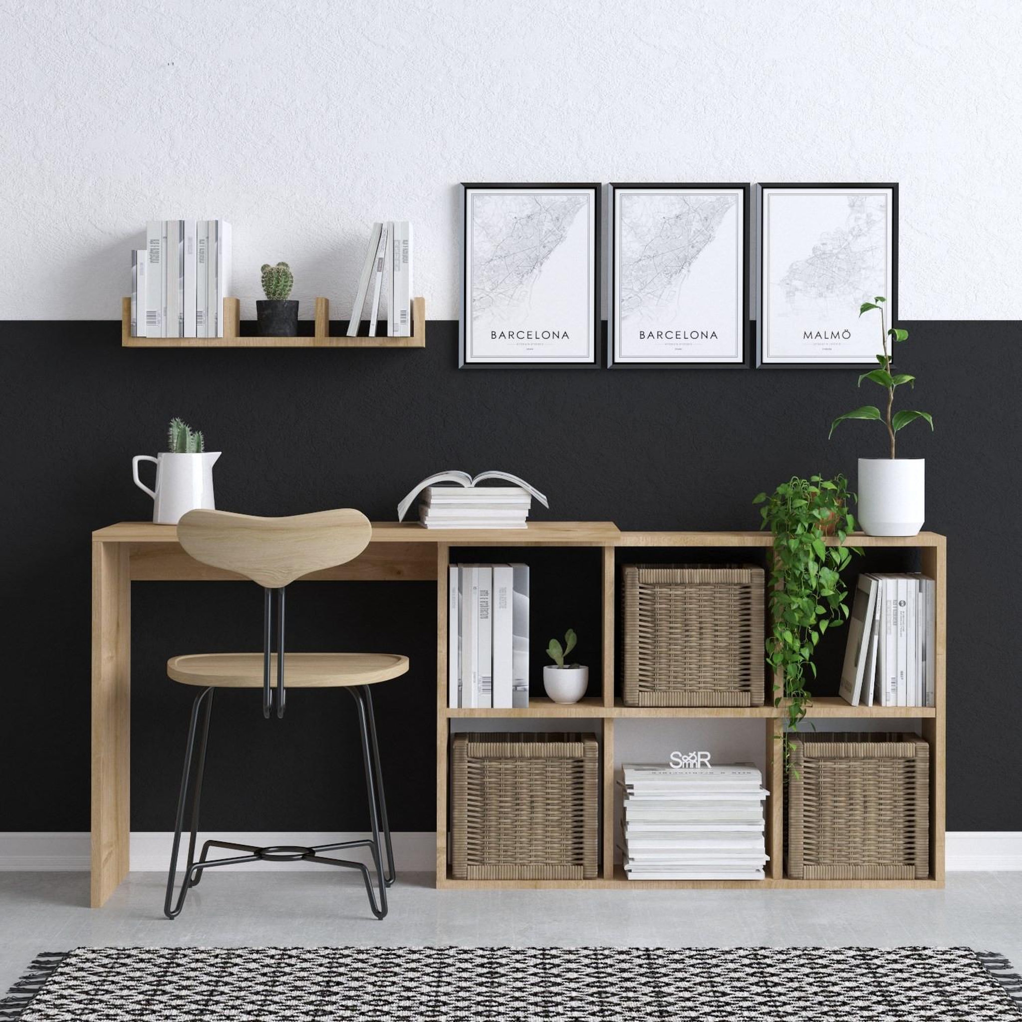Voir la diapositive 2 : Habitat et Jardin Bureau en bois  blake  74 x 45 x 145 cm - chêne