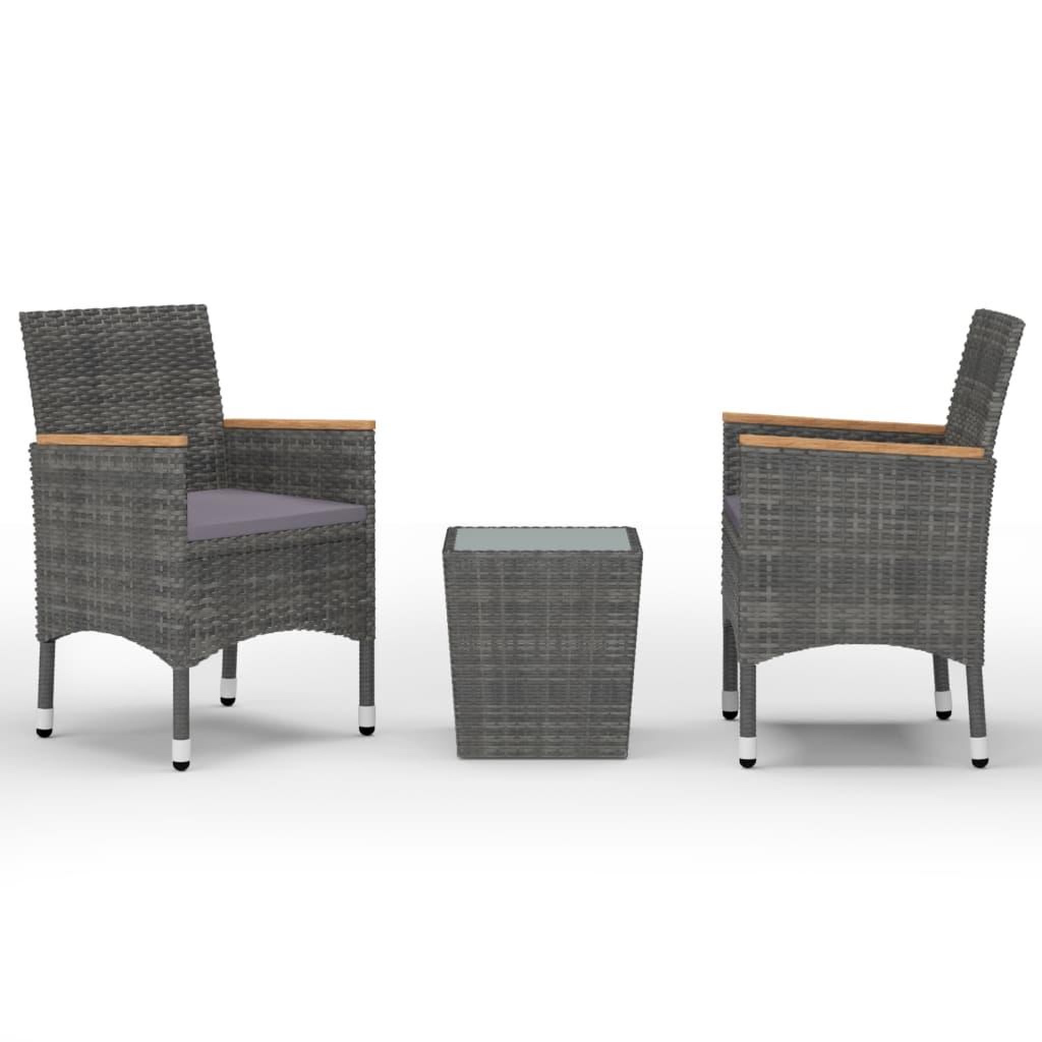 Voir la diapositive 1 : VIDAXL Ensemble de bistro 3 pcs resine tressee et verre trempe gris