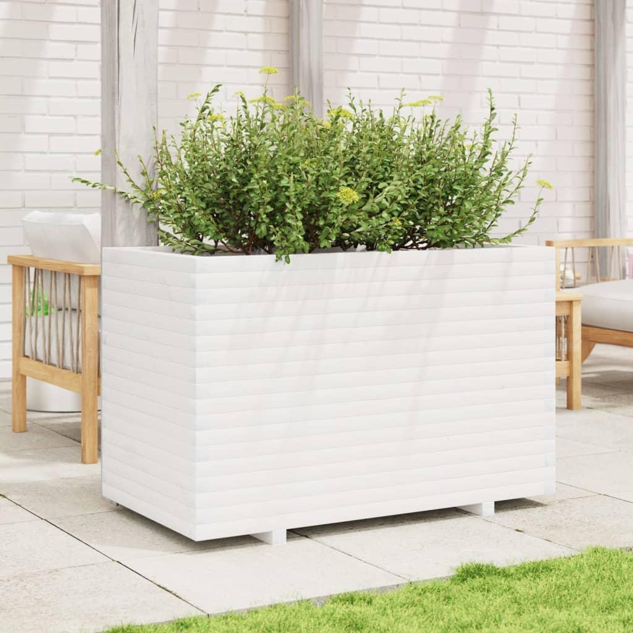 Voir la diapositive 3 : VIDAXL Jardiniere blanc 110x60x72 cm bois de pin massif