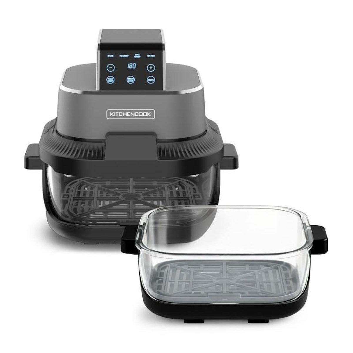 KITCHENCOOK Kitchencook - Crispx - Friteuse à Air Panoramique - 2 Récipients En Verre - 4 Programmes - 1500w