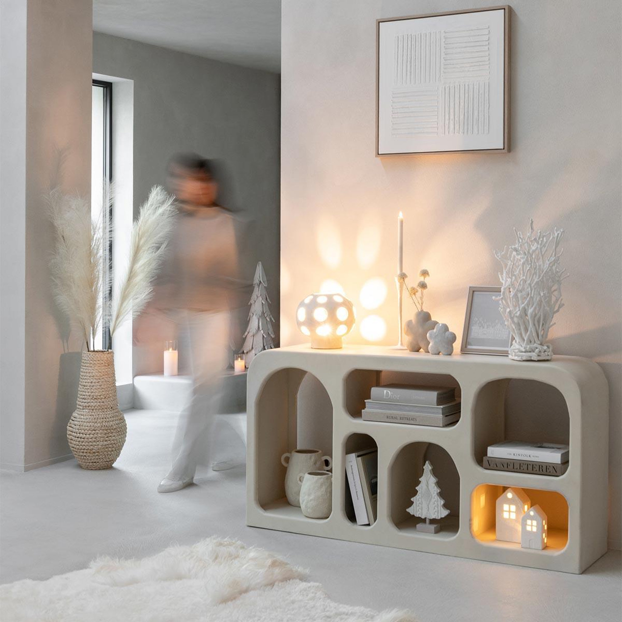Voir la diapositive 2 : J-LINE Déco en bois  arbre à thé  50cm blanc