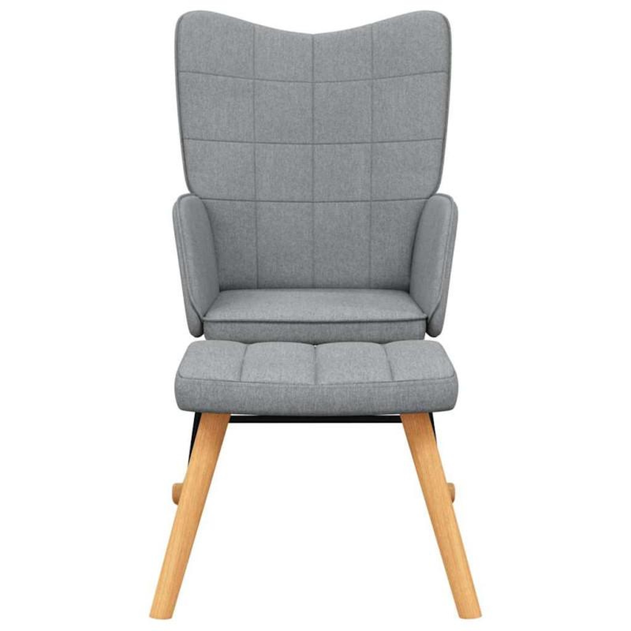 Voir la diapositive 3 : VIDAXL Chaise à bascule avec tabouret Gris clair Tissu