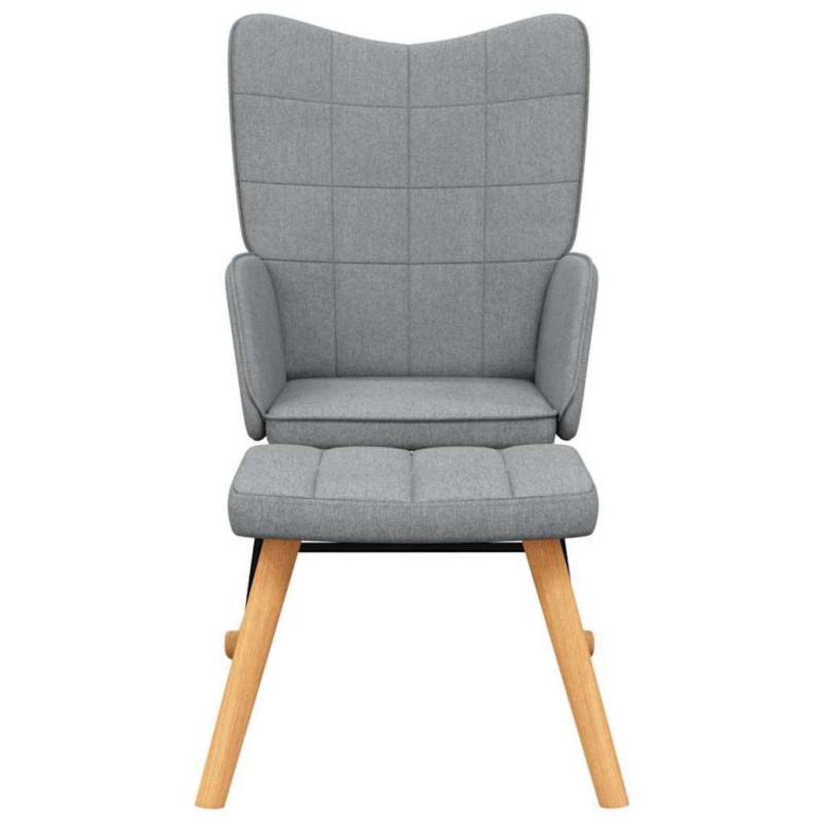 VIDAXL Chaise à bascule avec tabouret Gris clair Tissu