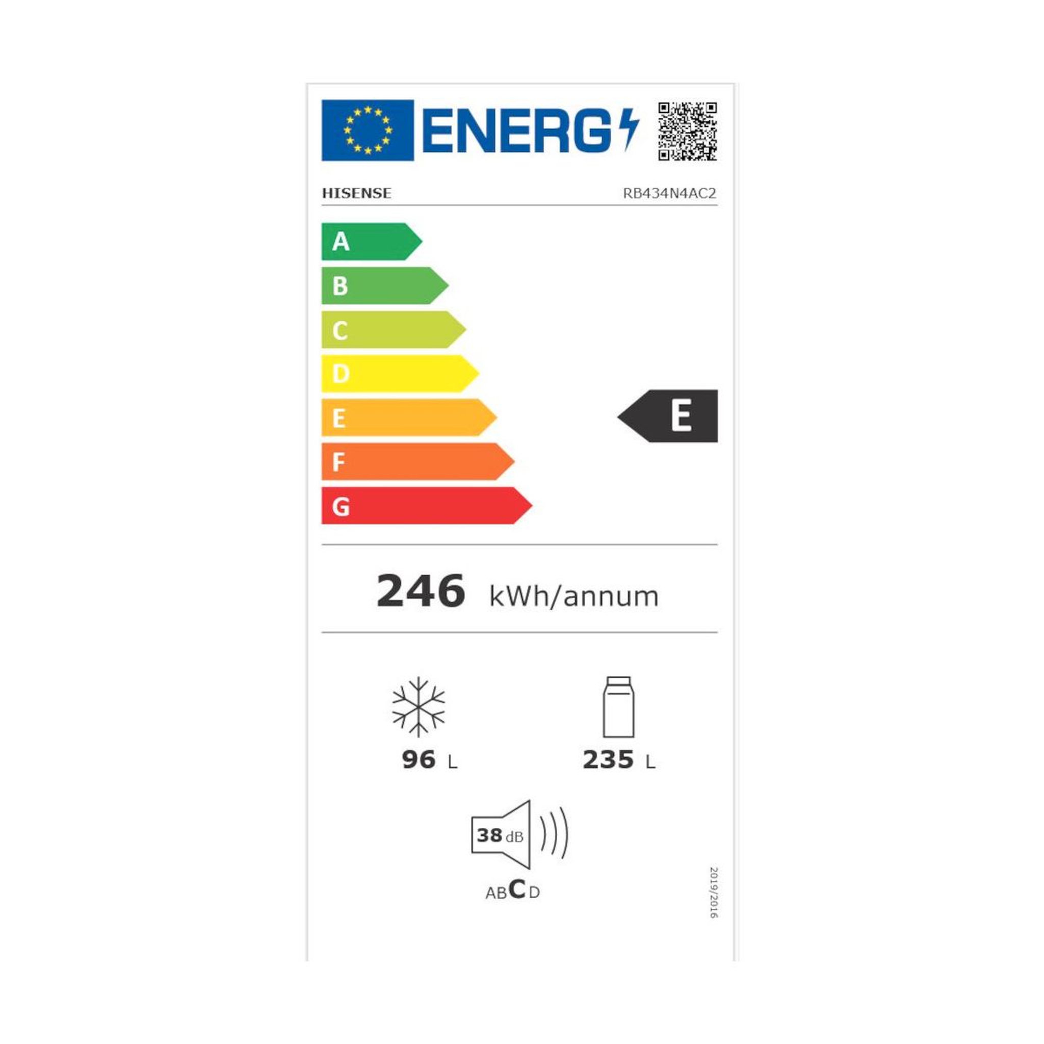 Voir la diapositive 3 : Hisense Réfrigérateur combiné RB434N4AC2