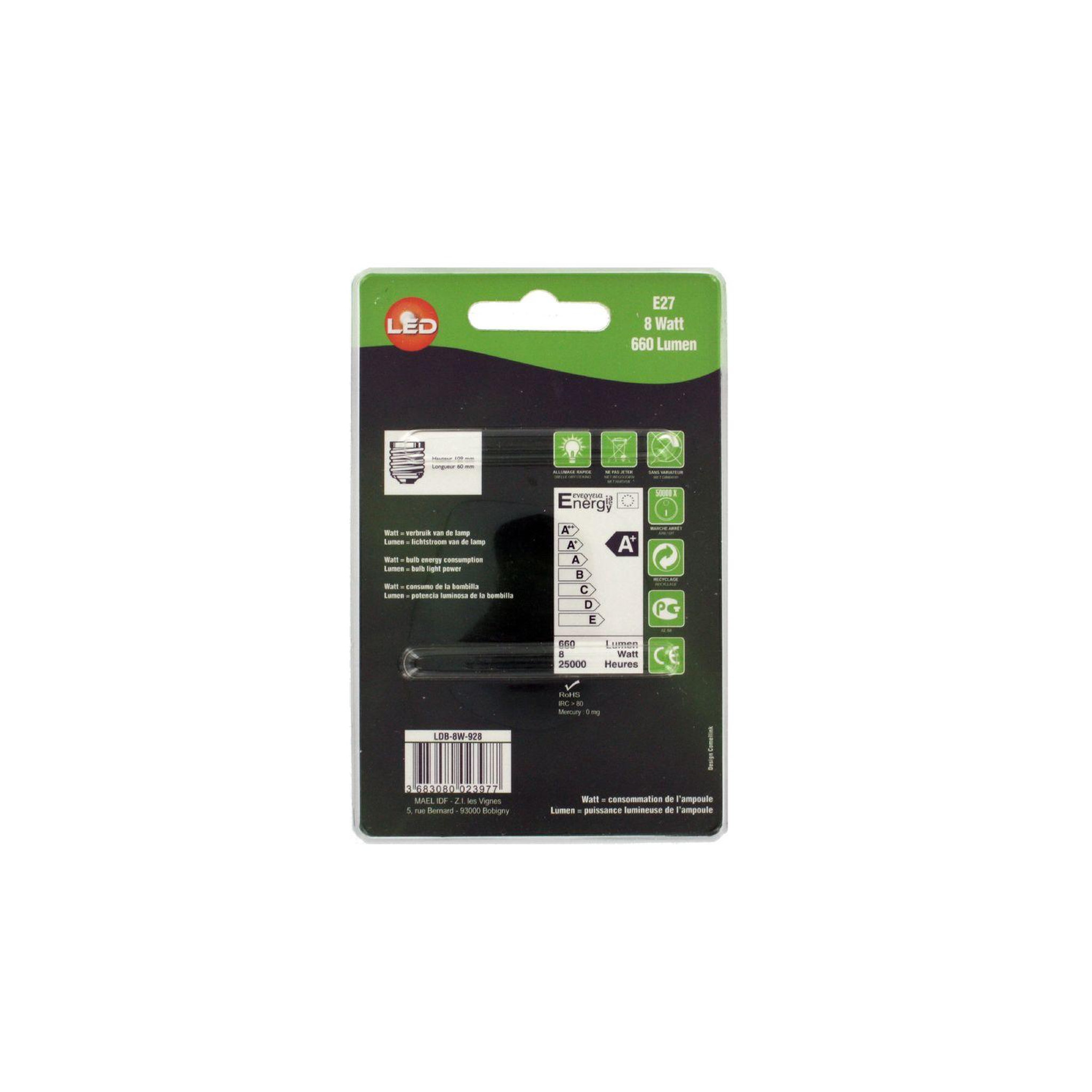 Voir la diapositive 3 : NITYAM Ampoule LED Globe E27 - 8W