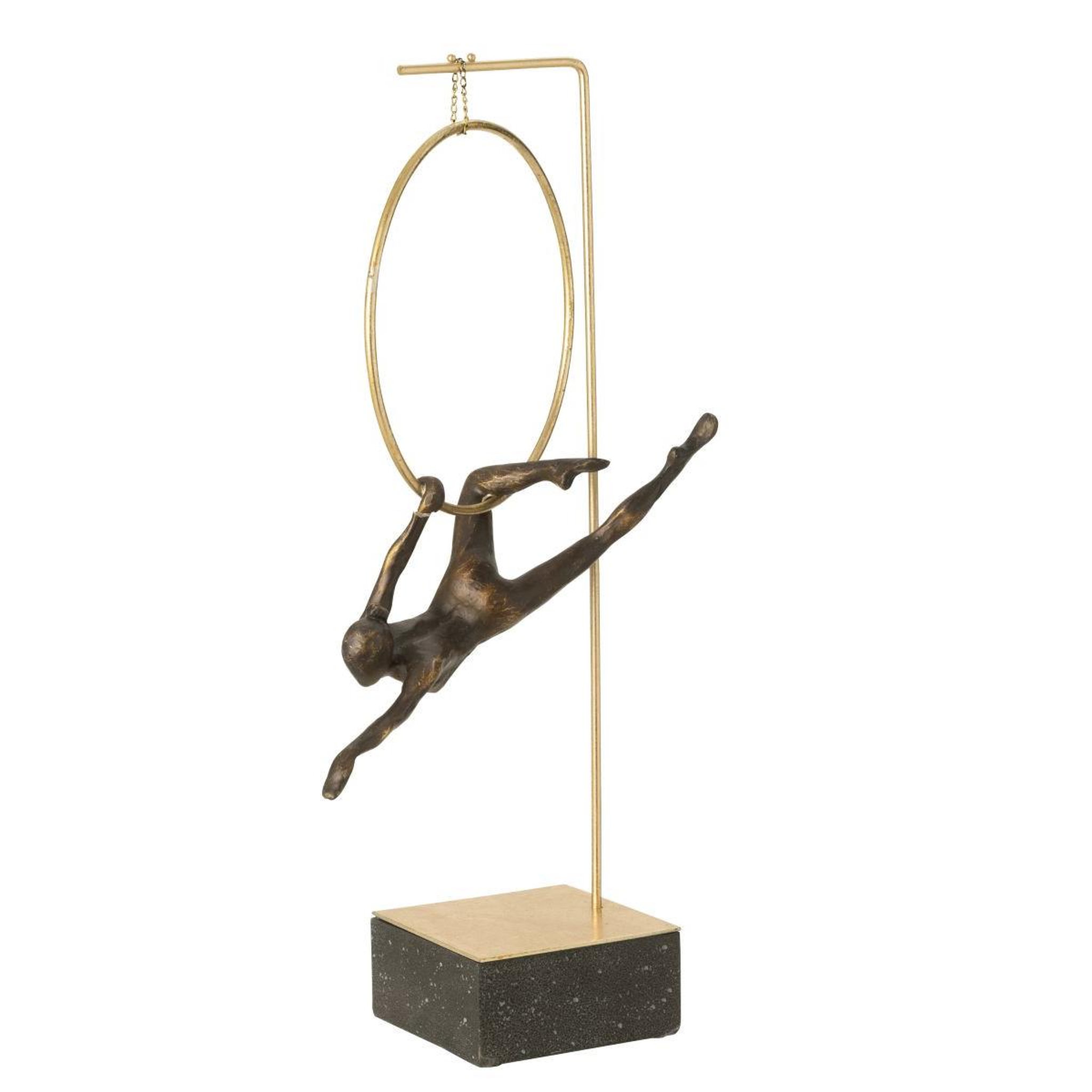 Voir la diapositive 2 : J-LINE Gymnaste cerceau sur socle  gamma  55cm doré & noir