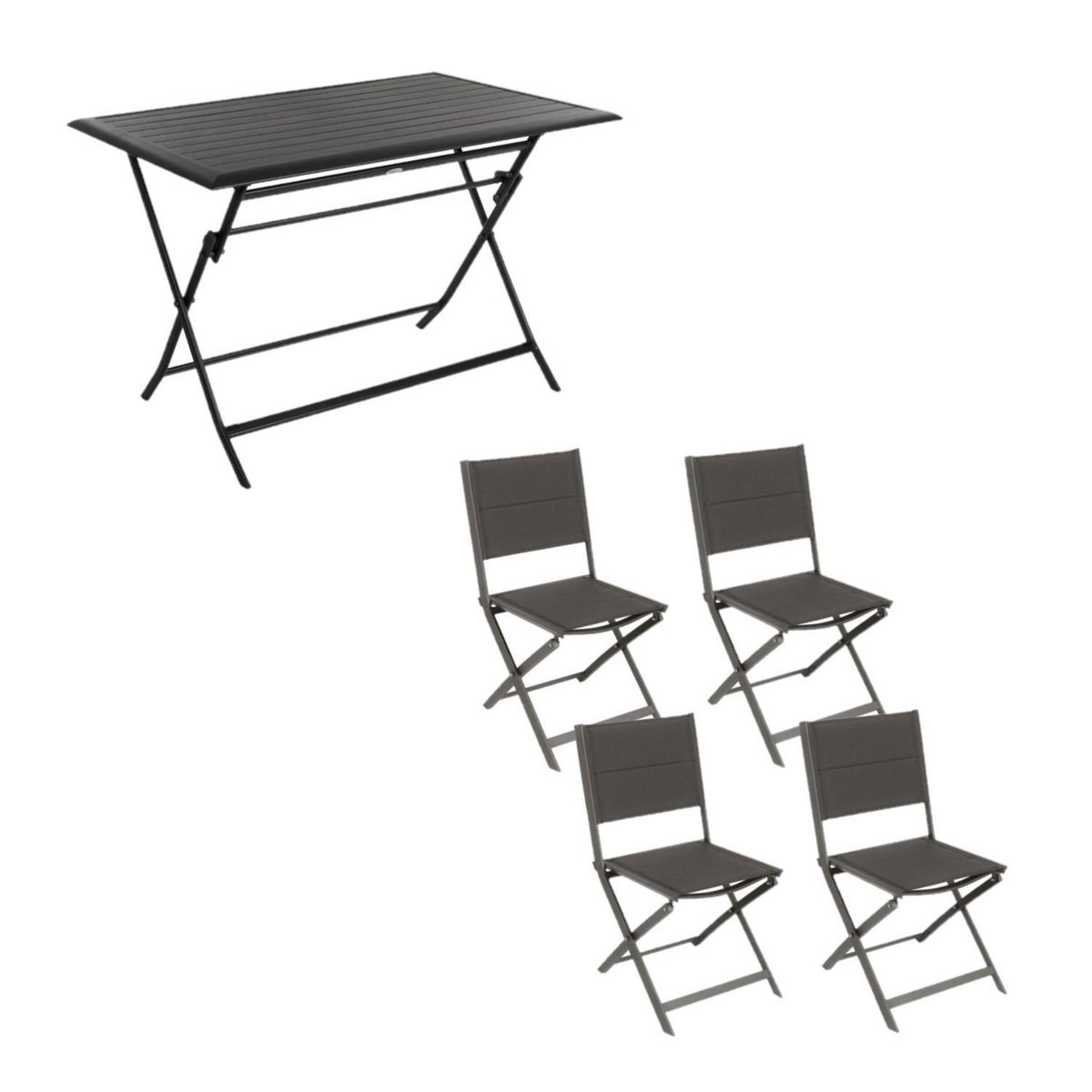 HESPERIDE Ensemble table de jardin pliante Azua + 4 chaises Allure