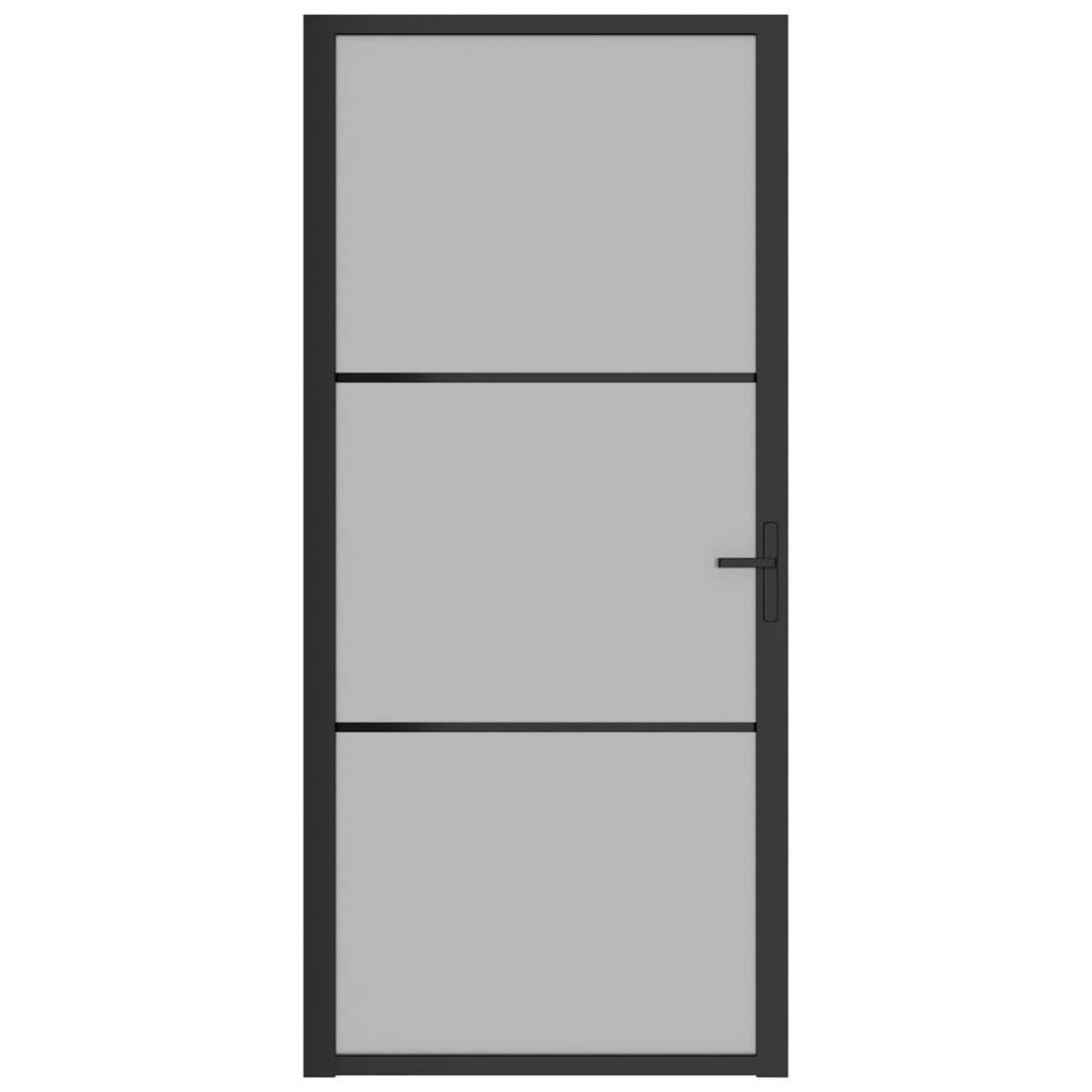 VIDAXL Porte interieure 93x201,5 cm Noir Verre mat et aluminium