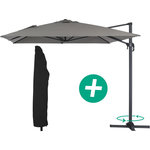 Habitat et Jardin Parasol jardin déporté Alu  Sun 4  - Rectangle - 3 x 4 m + Housse de protection - Gris