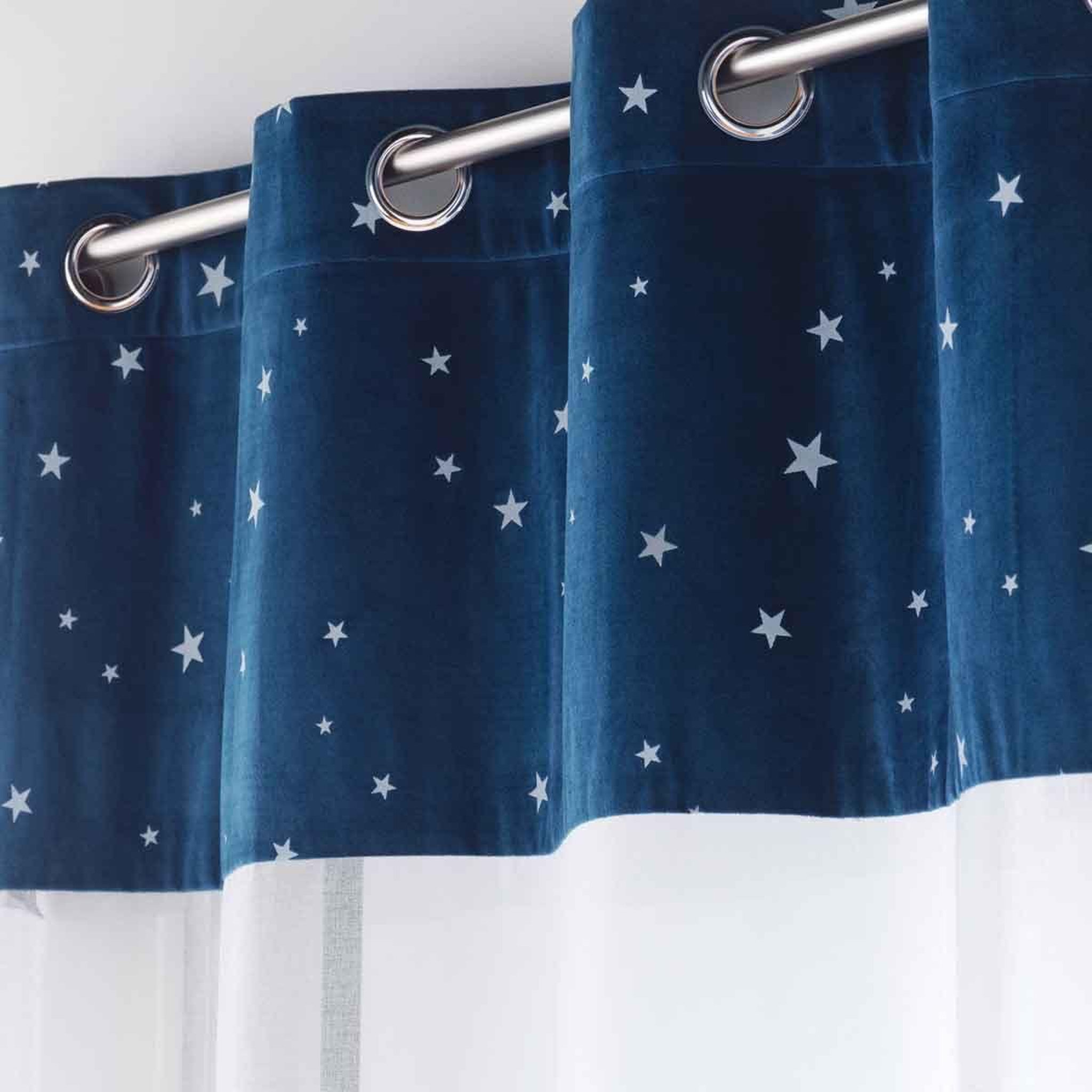 Voir la diapositive 2 : Douceur d'Intérieur Rideau Voilage Phosphorescent  Moonlight  140x280cm Bleu