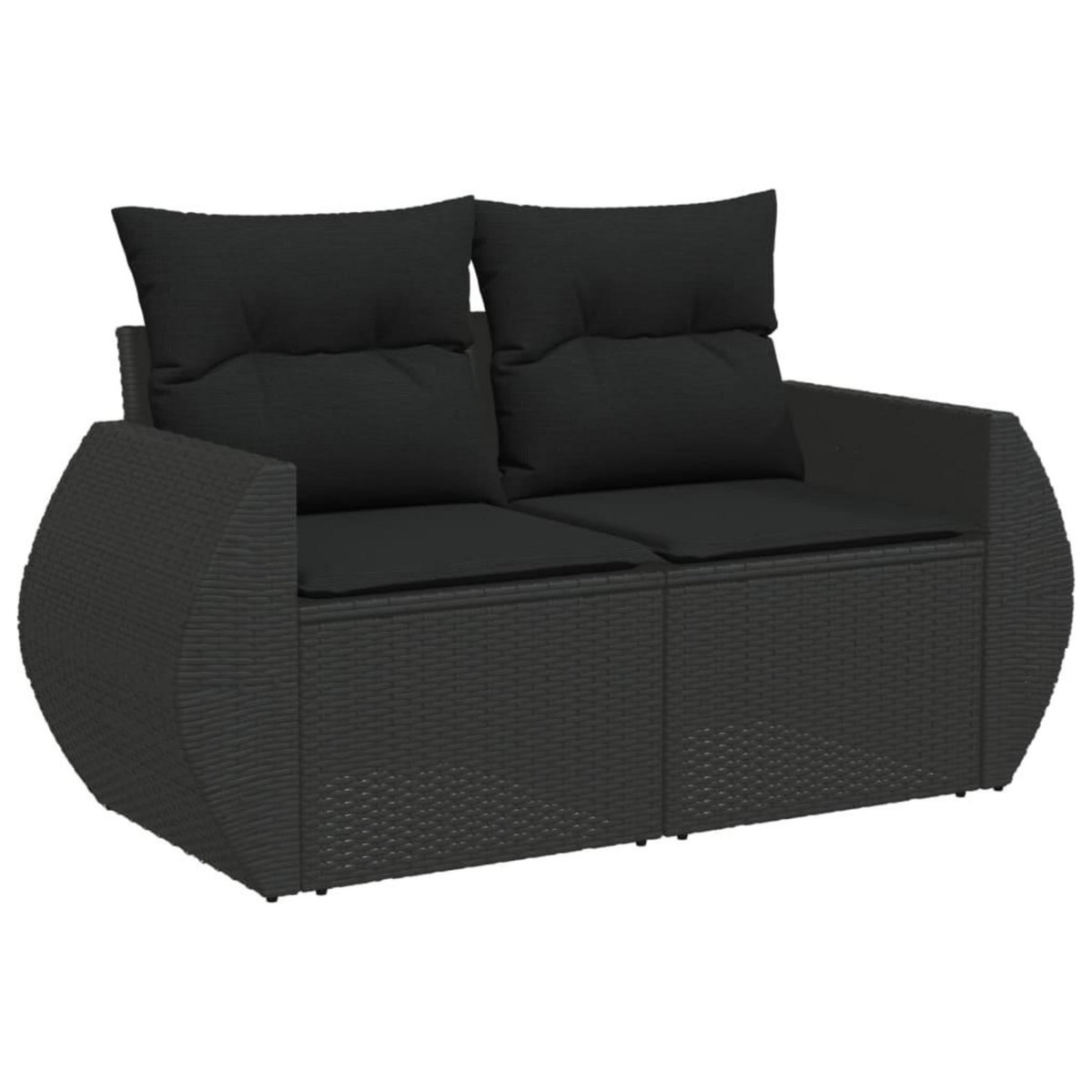 VIDAXL Salon de jardin 8 pcs avec coussins noir resine tressee