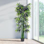 Voir la diapositive 2 : OUTSUNNY Bambou artificiel XXL 1,80H m 1105 feuilles denses réalistes pot inclus noir vert