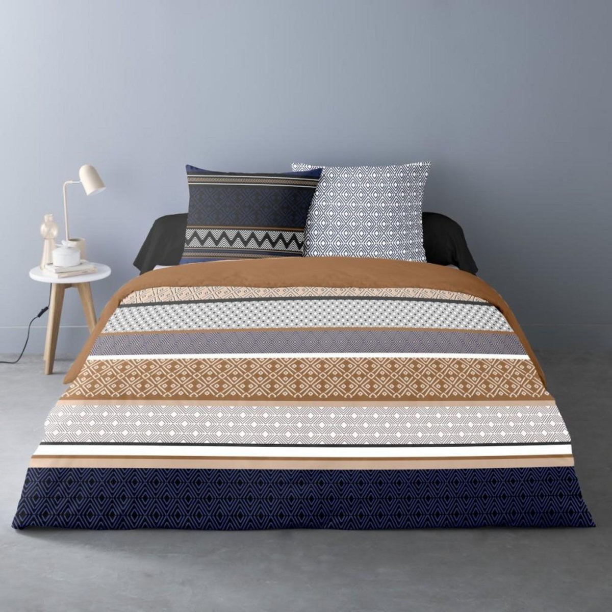 Dourev Housse de couette 240x220 LOGAN + 2 taies Percale de coton