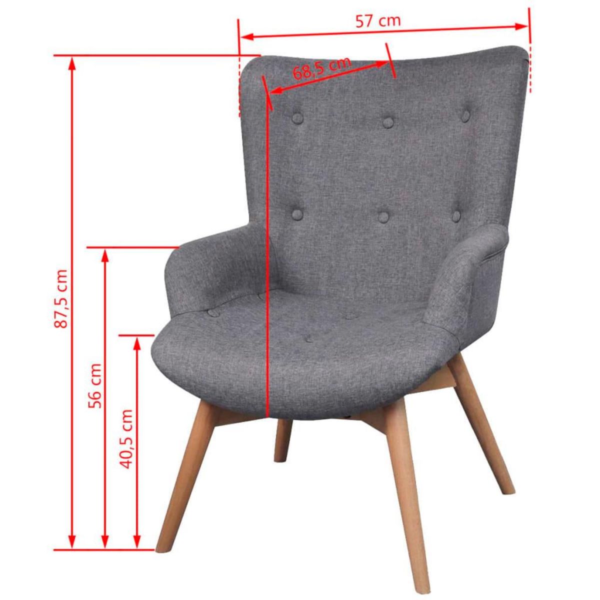 VIDAXL Fauteuil avec repose-pied gris tissu
