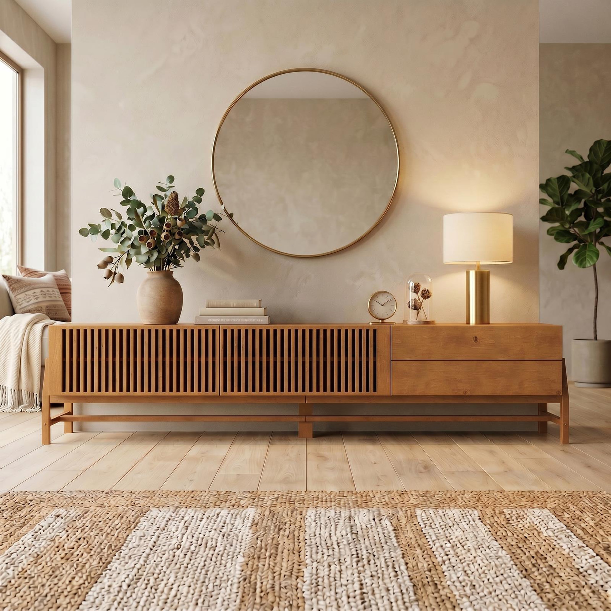 Voir la diapositive 2 : IDIMEX Meuble tv adamo l 220 cm 2 portes, 2 tiroirs en bois massif