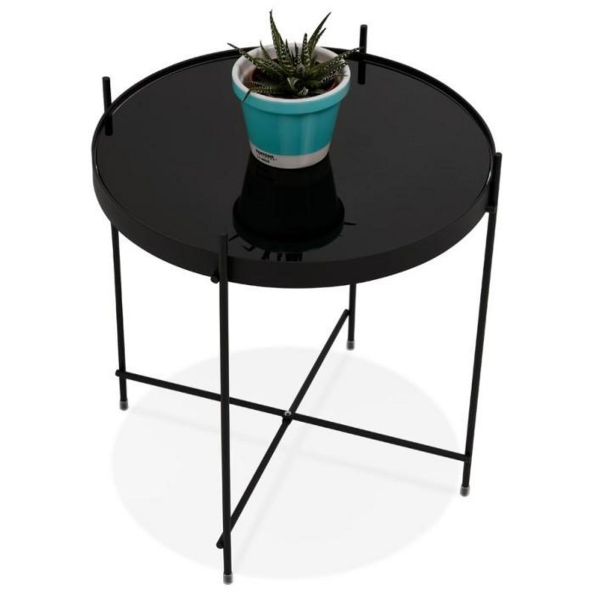 Paris Prix Table d'Appoint Ronde Pliable  Minois  45cm Noir