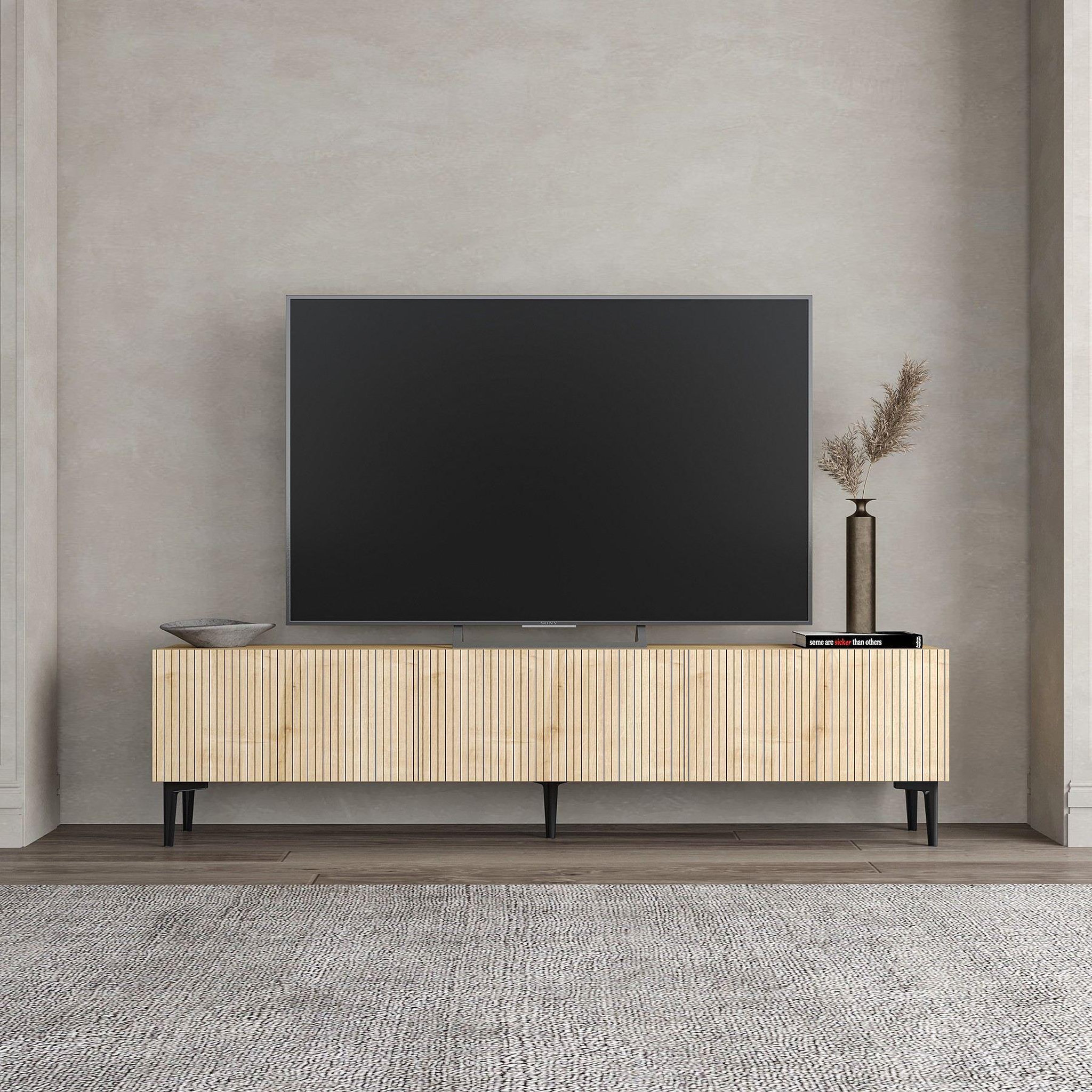 Voir la diapositive 3 : Habitat et Jardin Meuble tv en bois  oscar  - 180 x 31 x 45 cm - marron clair