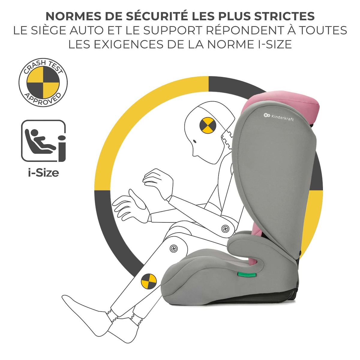 KINDERKRAFT Siège auto enfant i-Size 2 en 1 avec appuie-tête réglable