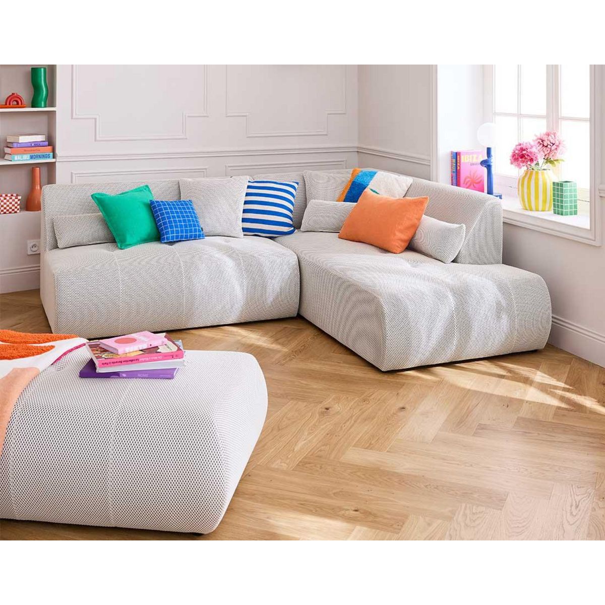 LISA DESIGN Onyx - pouf d'appoint - en tissu mailles 3d
