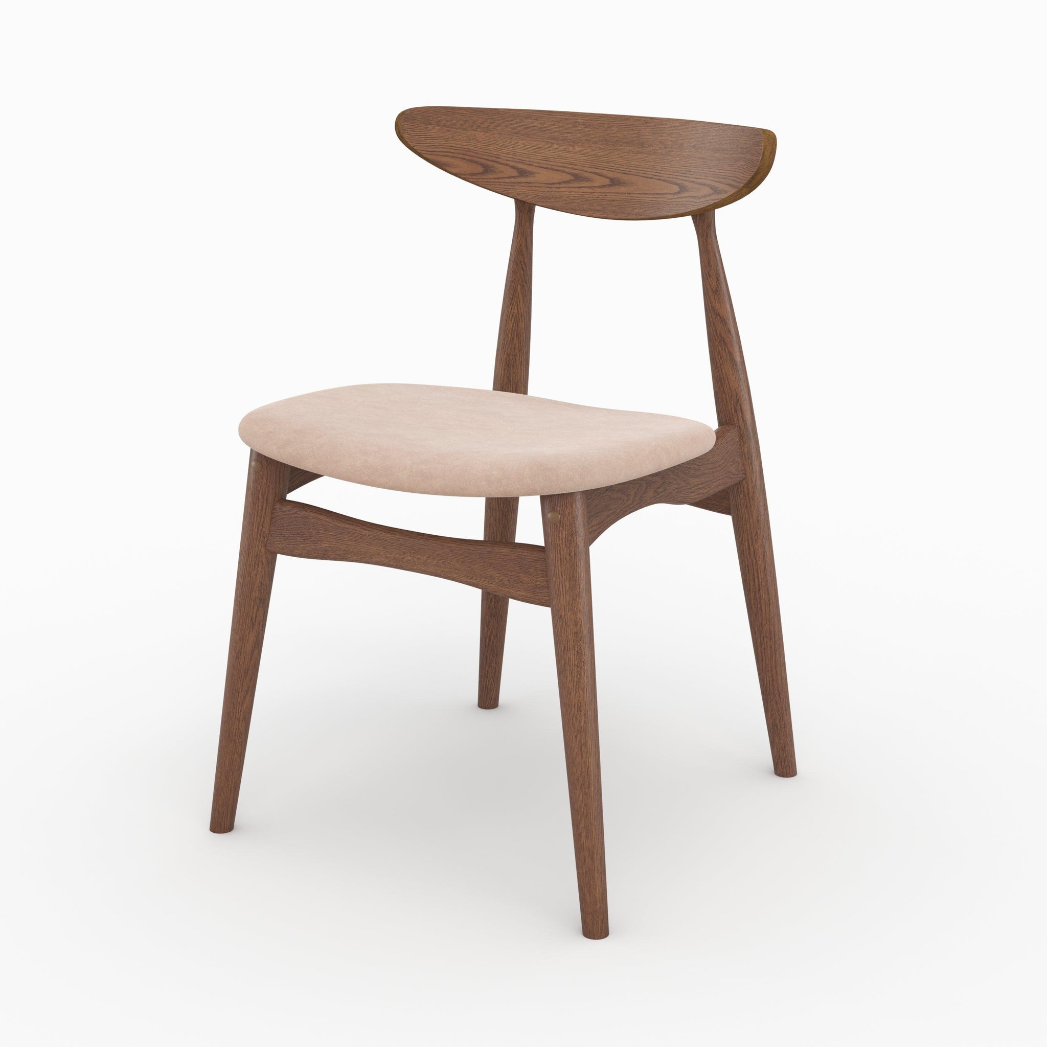 Voir la diapositive 5 : MAISON PAVANE Lot de 2 chaises en tissu beige et bois foncé d'hévéa-josette