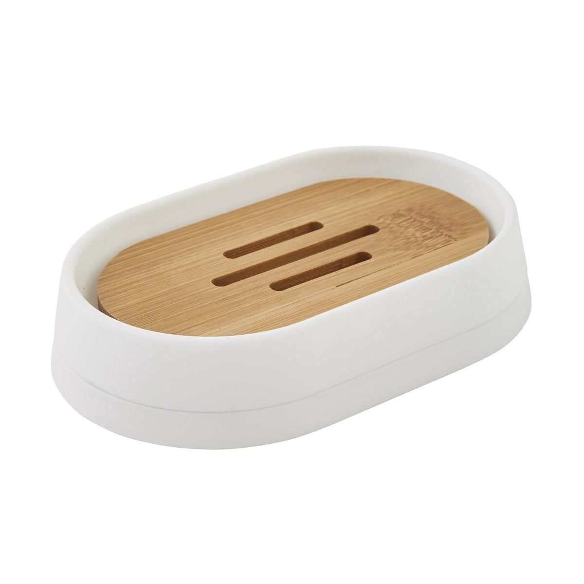 GUY LEVASSEUR Set salle de bain uni 4 pièces bambou blanc