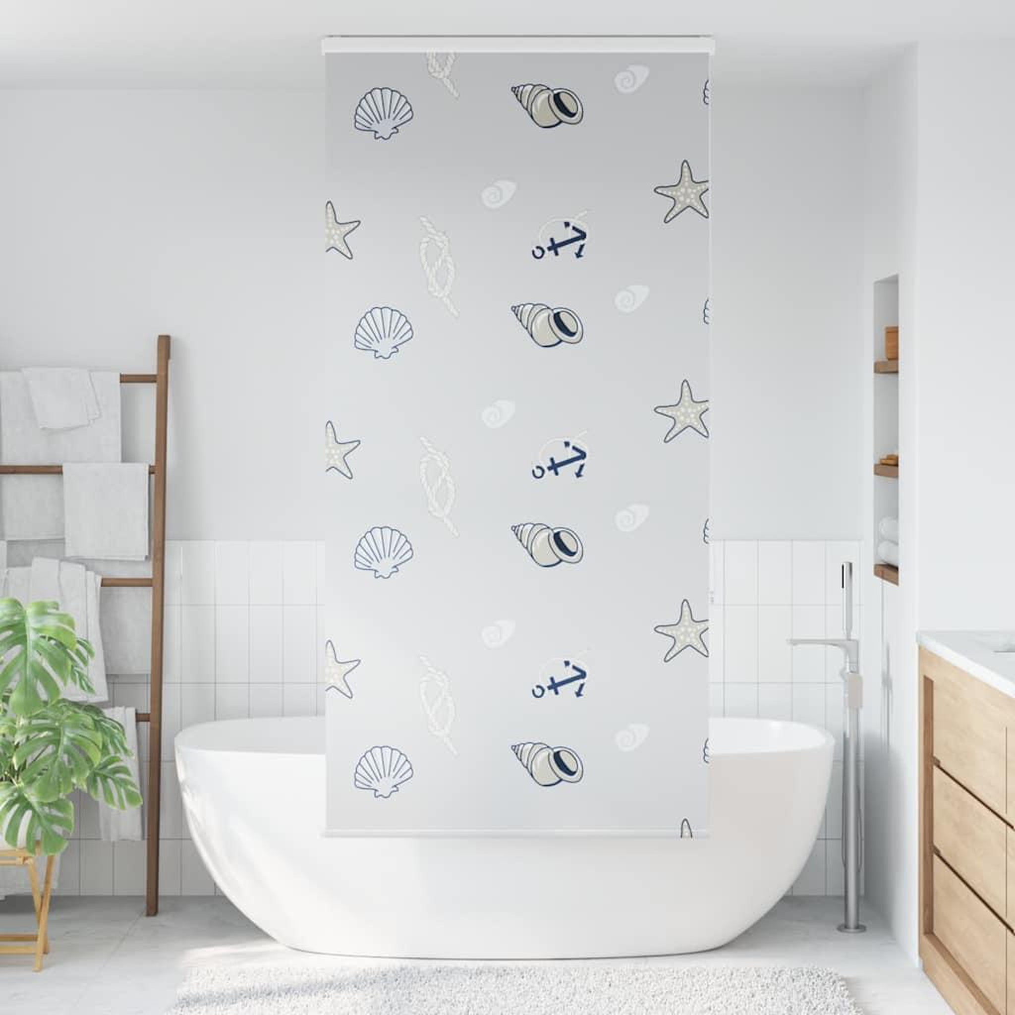 Voir la diapositive 2 : VIDAXL Store enrouleur de douche avec cassette largeur du tissu 106 cm