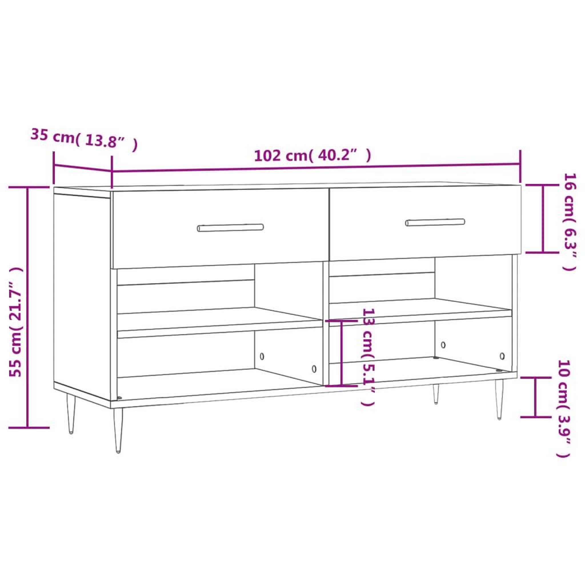 Voir la diapositive 6 : VIDAXL Banc a chaussures chene fume 102x35x55 cm bois d'ingenierie