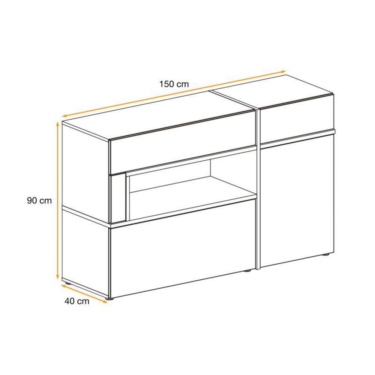 Paris Prix Buffet Design LED  Cross  150cm Blanc