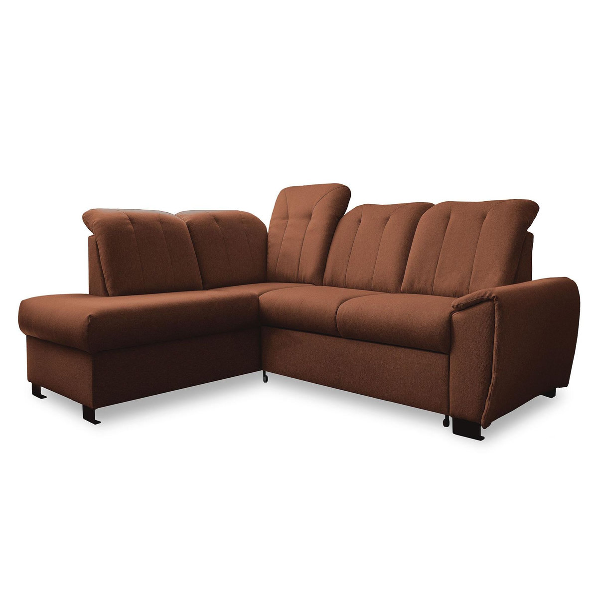 BEST MOBILIER Paul - canapé d'angle gauche - 5 places - convertible avec coffre et têtières - en tissu