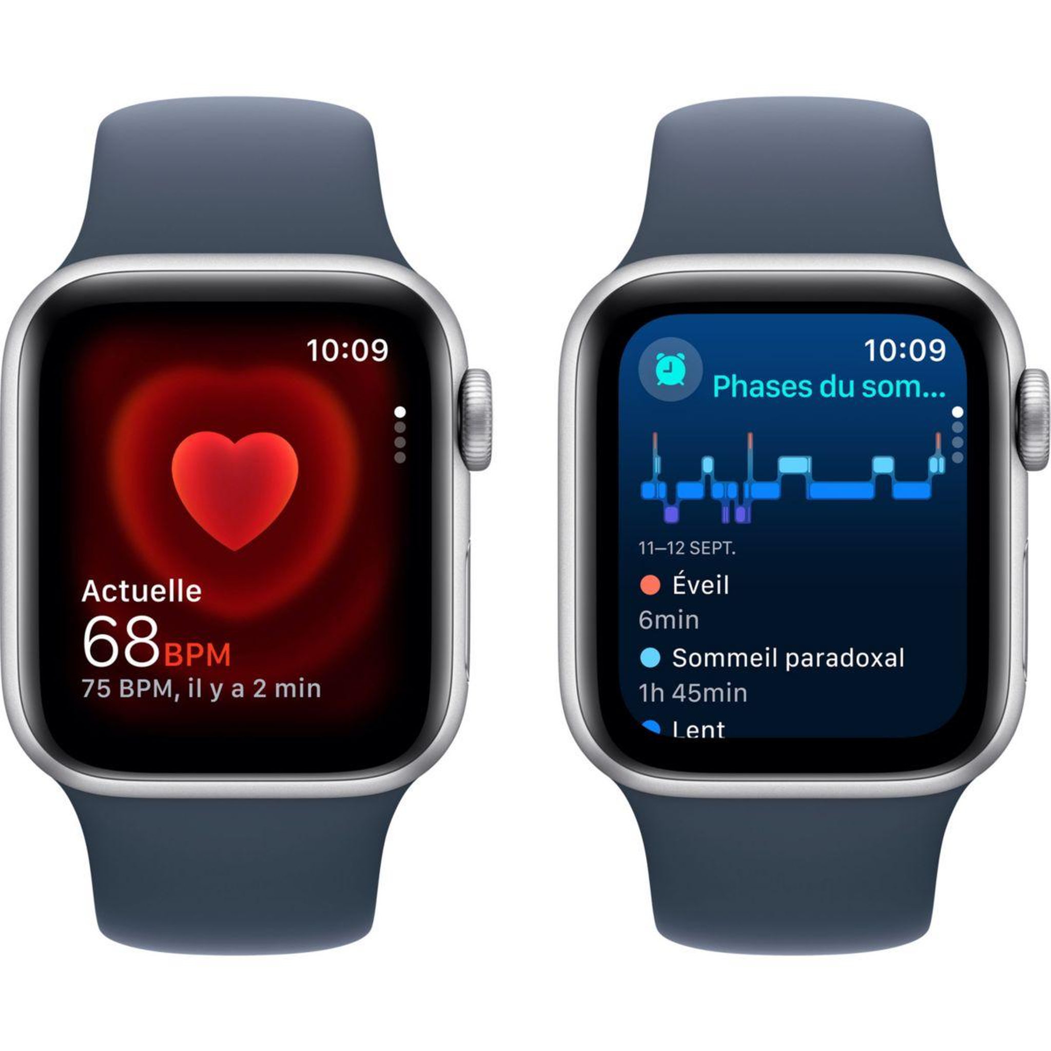 Voir la diapositive 5 : APPLE Montre connectée SE 40mm Alu/Argent Bleu Orage S/M cellular 2023