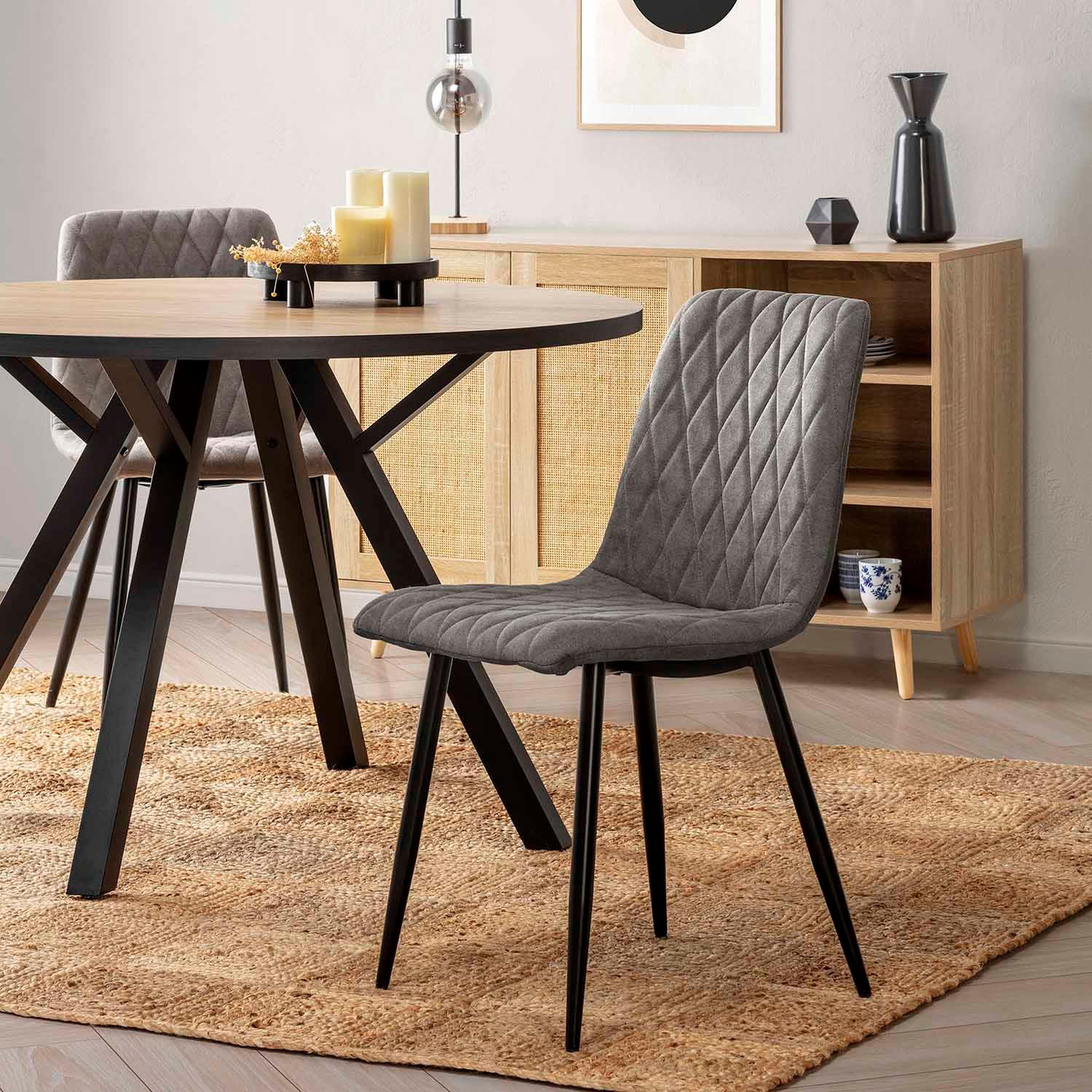 Voir la diapositive 4 : VS VENTA-STOCK Pack 4 chaises Abril recouvertes de tissu gris