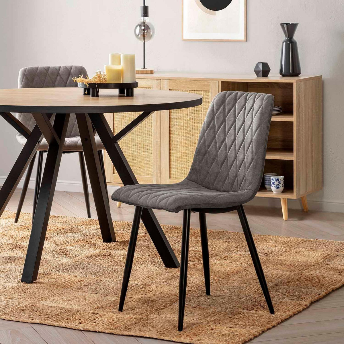 VS VENTA-STOCK Pack 4 chaises Abril recouvertes de tissu gris