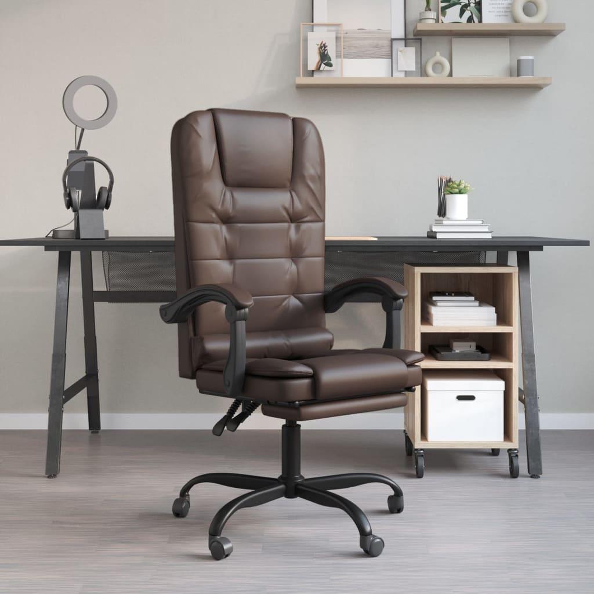 Voir la diapositive 1 : VIDAXL Fauteuil de massage inclinable de bureau Marron Similicuir