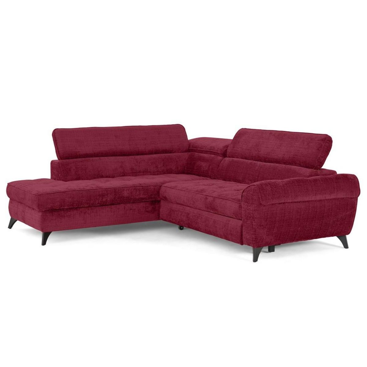 LISA DESIGN Marlo - canapé d'angle gauche 5 places convertible avec coffre et têtières en velours texturé