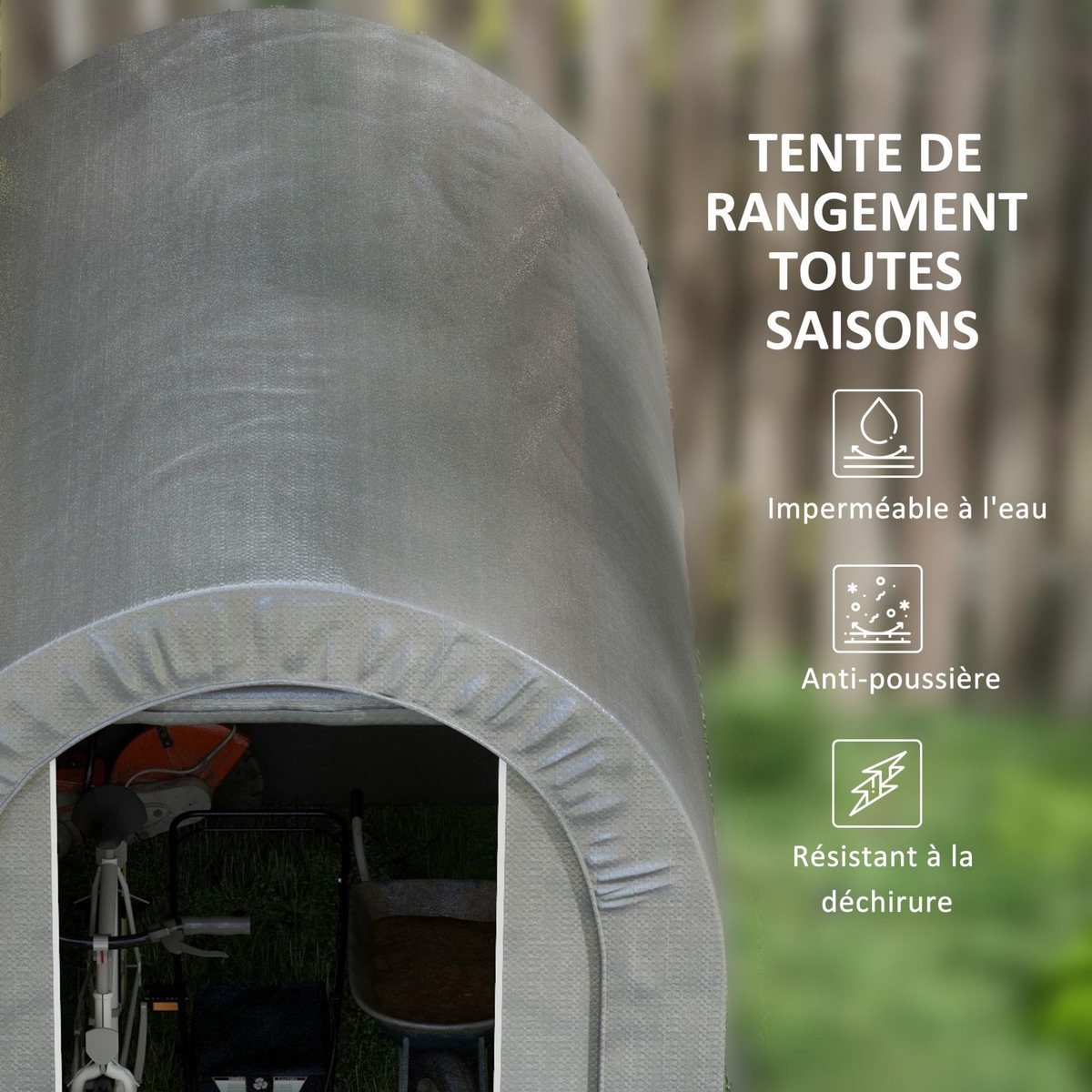 OUTSUNNY Abri de jardin rangement extérieur dim. 239L x 159l x 190H cm - porte zippée - acier galvanisé PE gris