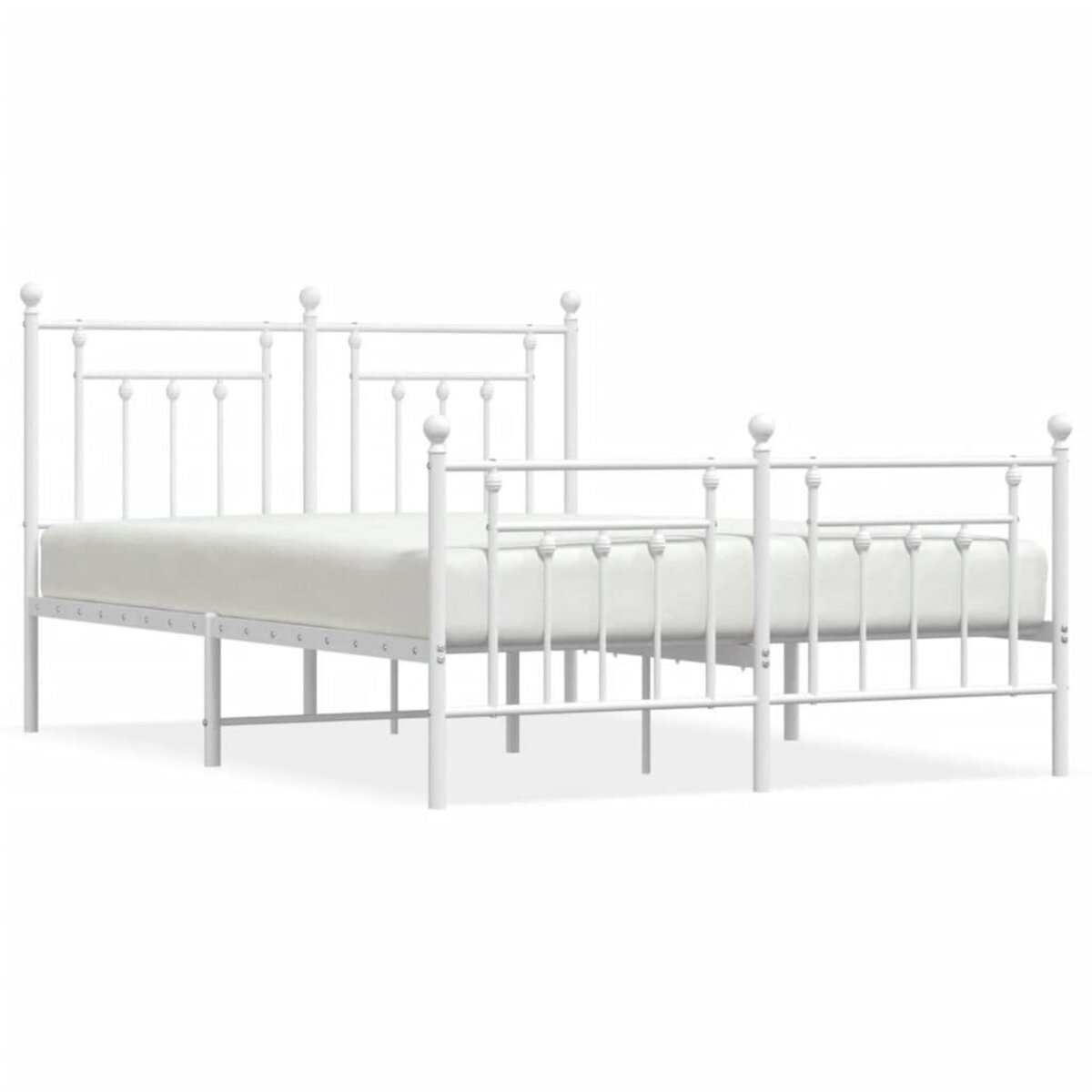 VIDAXL Cadre de lit metal sans matelas et pied de lit blanc 140x190 cm