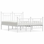 VIDAXL Cadre de lit metal sans matelas et pied de lit blanc 140x190 cm