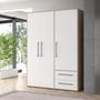 Voir la diapositive 2 : MARKET24 Armoire de chambre - MOKKARIS - Chene Sonoma / Blanc mat - 3 portes - 144,4 x 58,8 x 200,1 cm