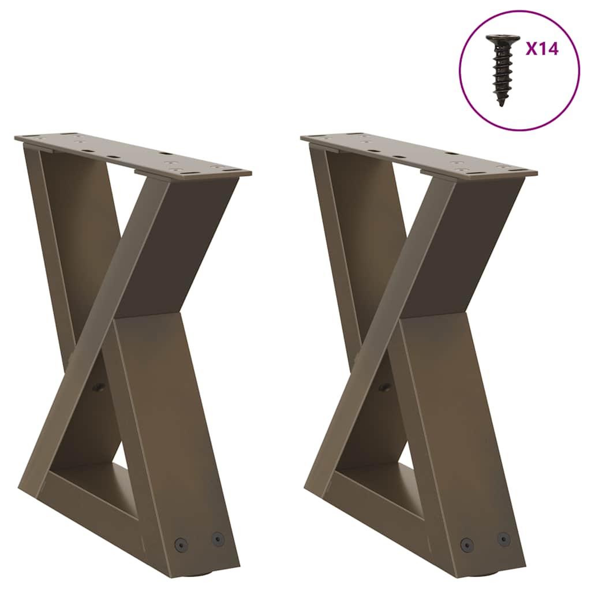 VIDAXL Pieds de table basse 2 pcs acier naturel 40x(30-31,3) cm acier