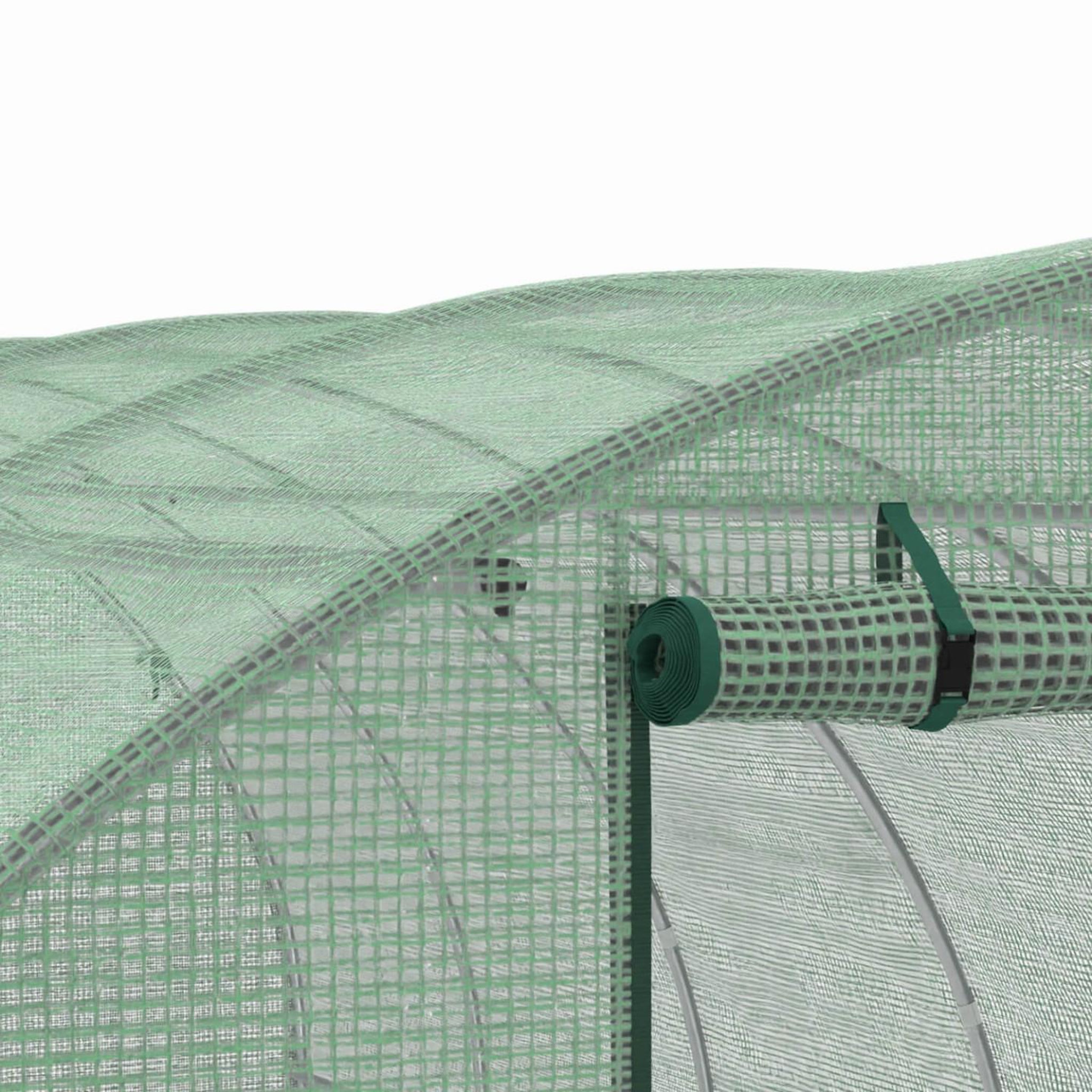 Voir la diapositive 6 : ID MARKET Bâche de rechange pour serre de jardin tunnel 18m² 6 x 3 x 2 m anti-uv avec porte et fenêtres crimée verte