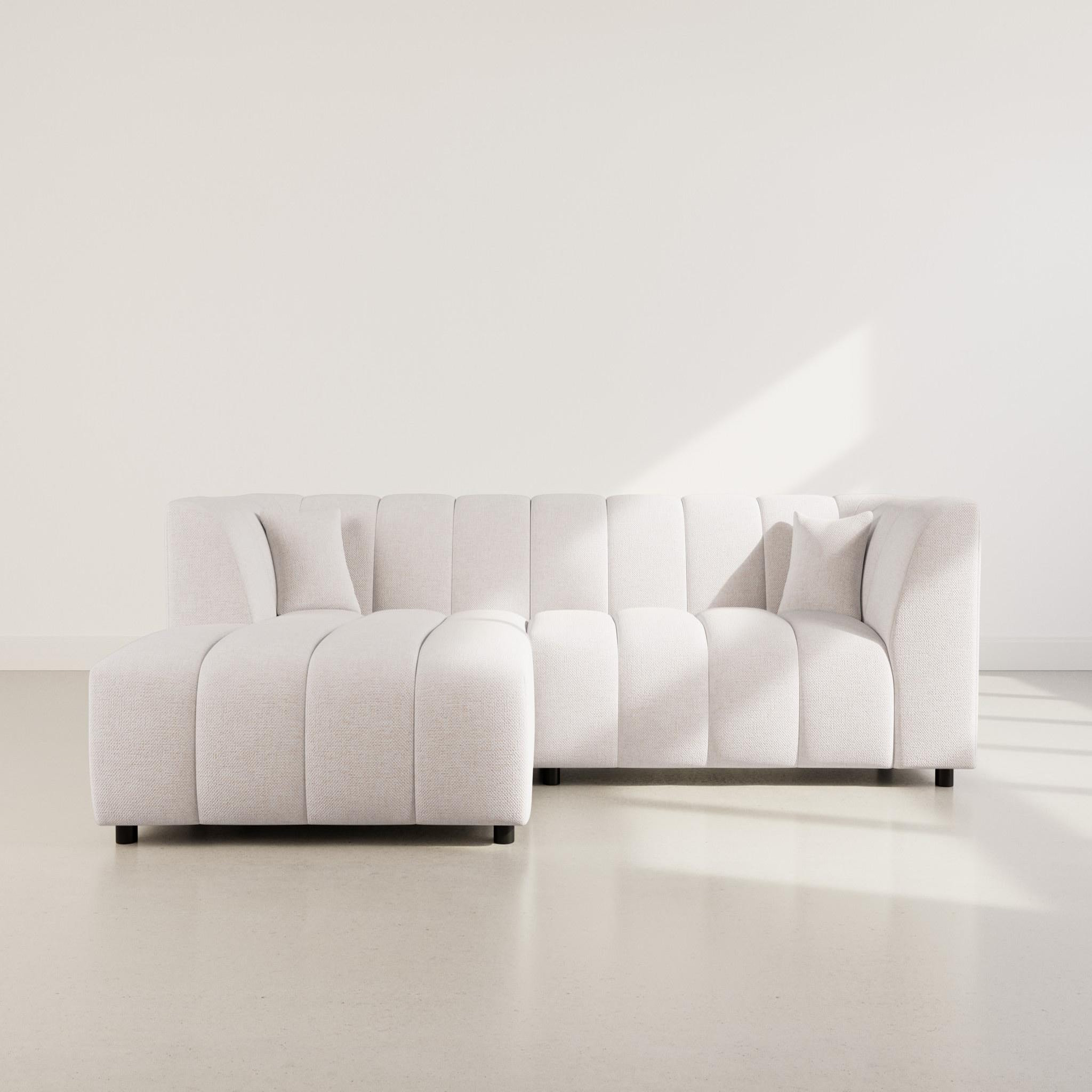 Voir la diapositive 2 : LISA DESIGN Curtis - canapé d'angle gauche 4 places avec accoudoir en tissu texturé
