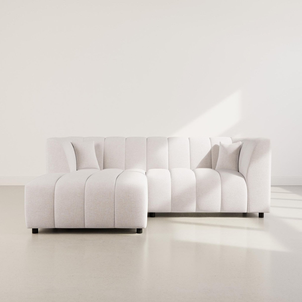 LISA DESIGN Curtis - canapé d'angle gauche 4 places avec accoudoir en tissu texturé