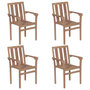 Voir la diapositive 2 : VIDAXL Chaises de jardin empilables avec coussins lot de 4 Teck solide