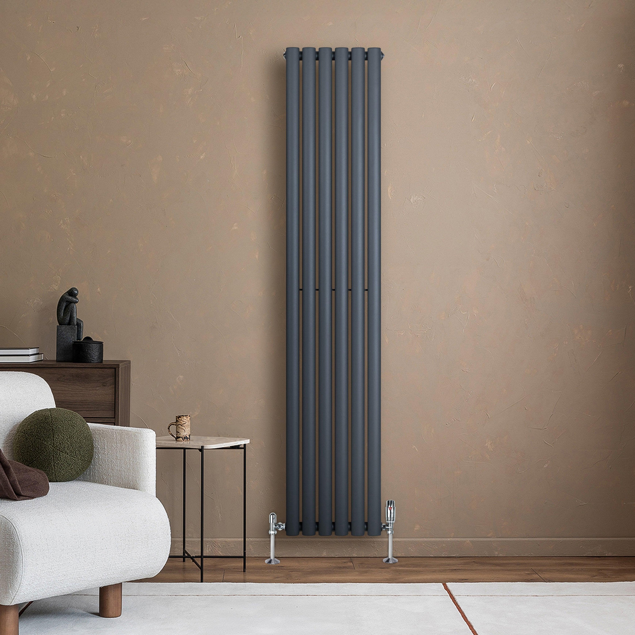 Voir la diapositive 4 : MONSTERSHOP Radiateur à colonnes ovales & vannes, 1 panneau - 1800 x 360 mm