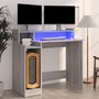 Voir la diapositive 1 : VIDAXL Bureau et lumieres LED Sonoma gris 97x45x90cm Bois d'ingenierie