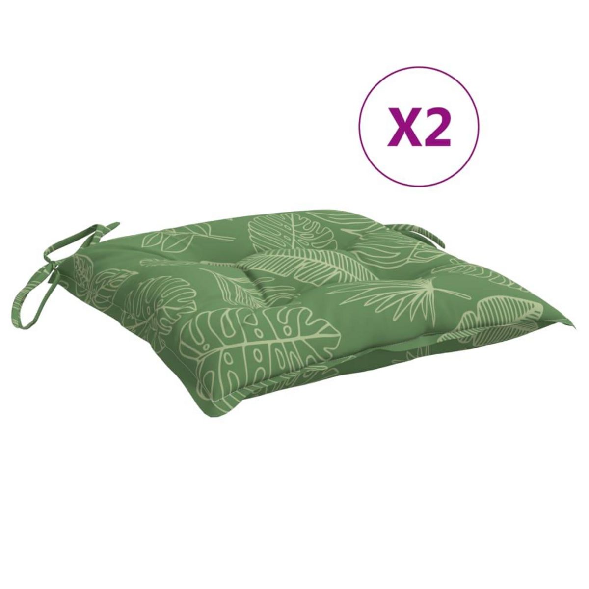 VIDAXL Coussins de chaise lot de 2 a motif de feuilles 40x40x7 cm