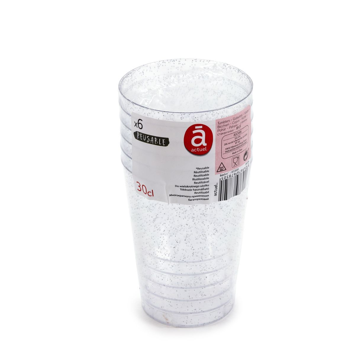 ACTUEL Gobelets décorés argentés brillants 30cl x6 6 pièces