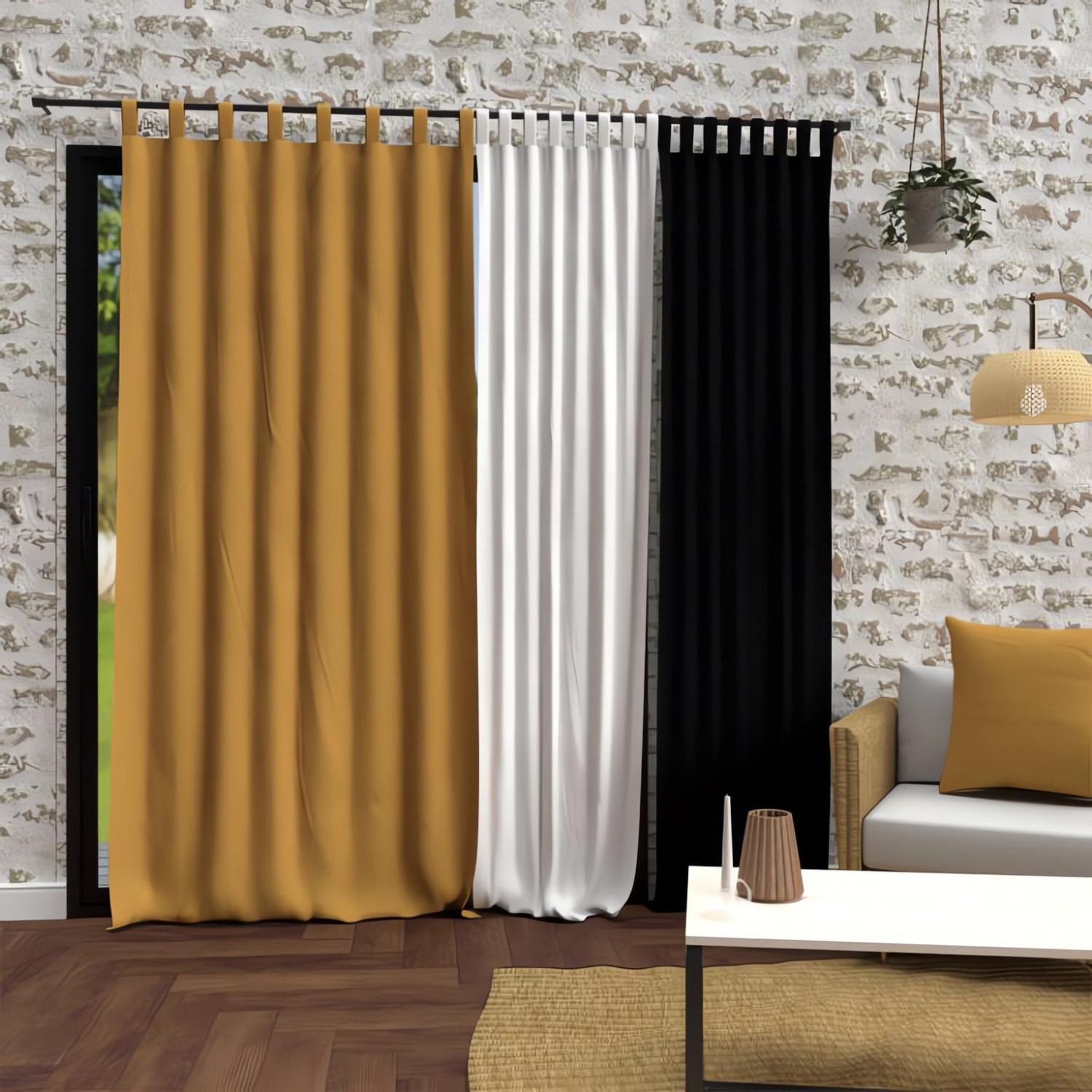 Voir la diapositive 2 : SOLEIL D'OCRE Rideau à pattes en microfibre lavée 135x250 cm BOHEME, par Soleil d'Ocre