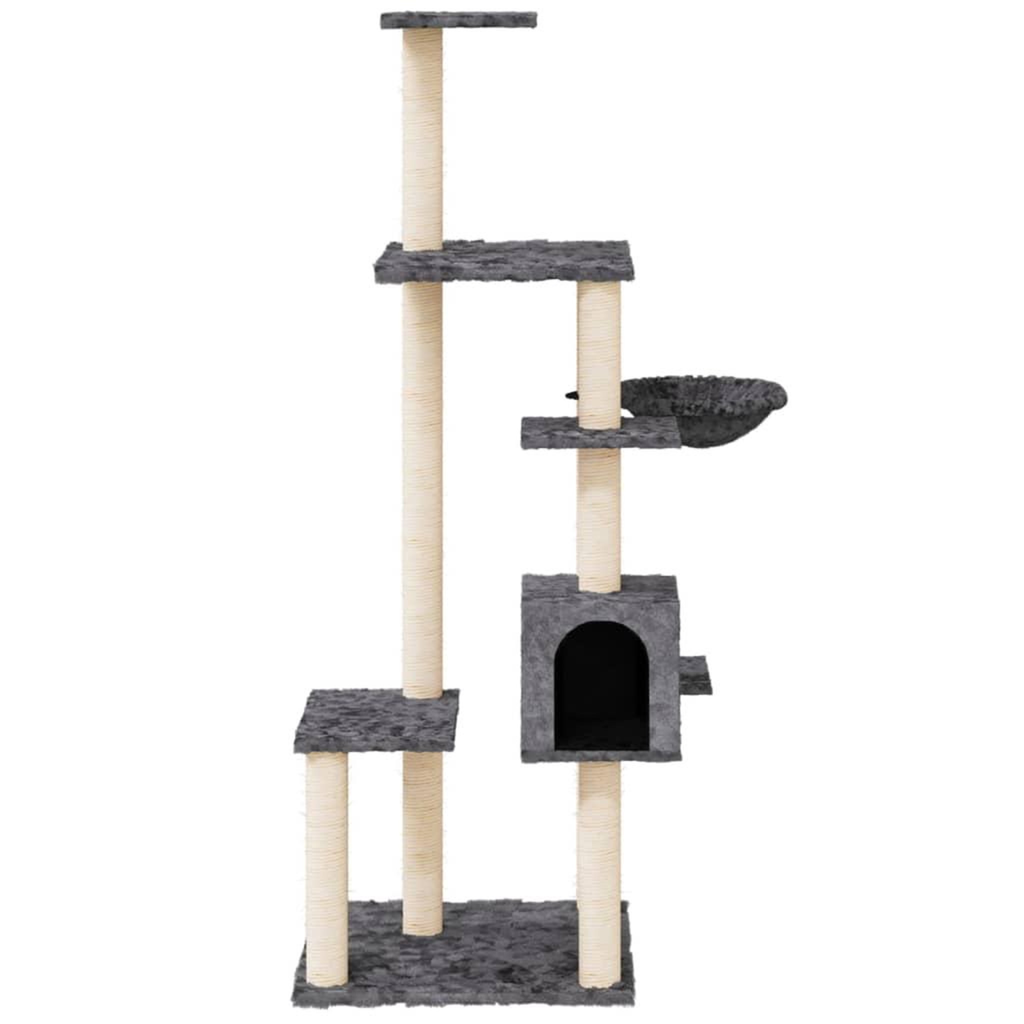 Voir la diapositive 3 : VIDAXL Arbre a chat avec griffoirs en sisal Gris fonce 142 cm